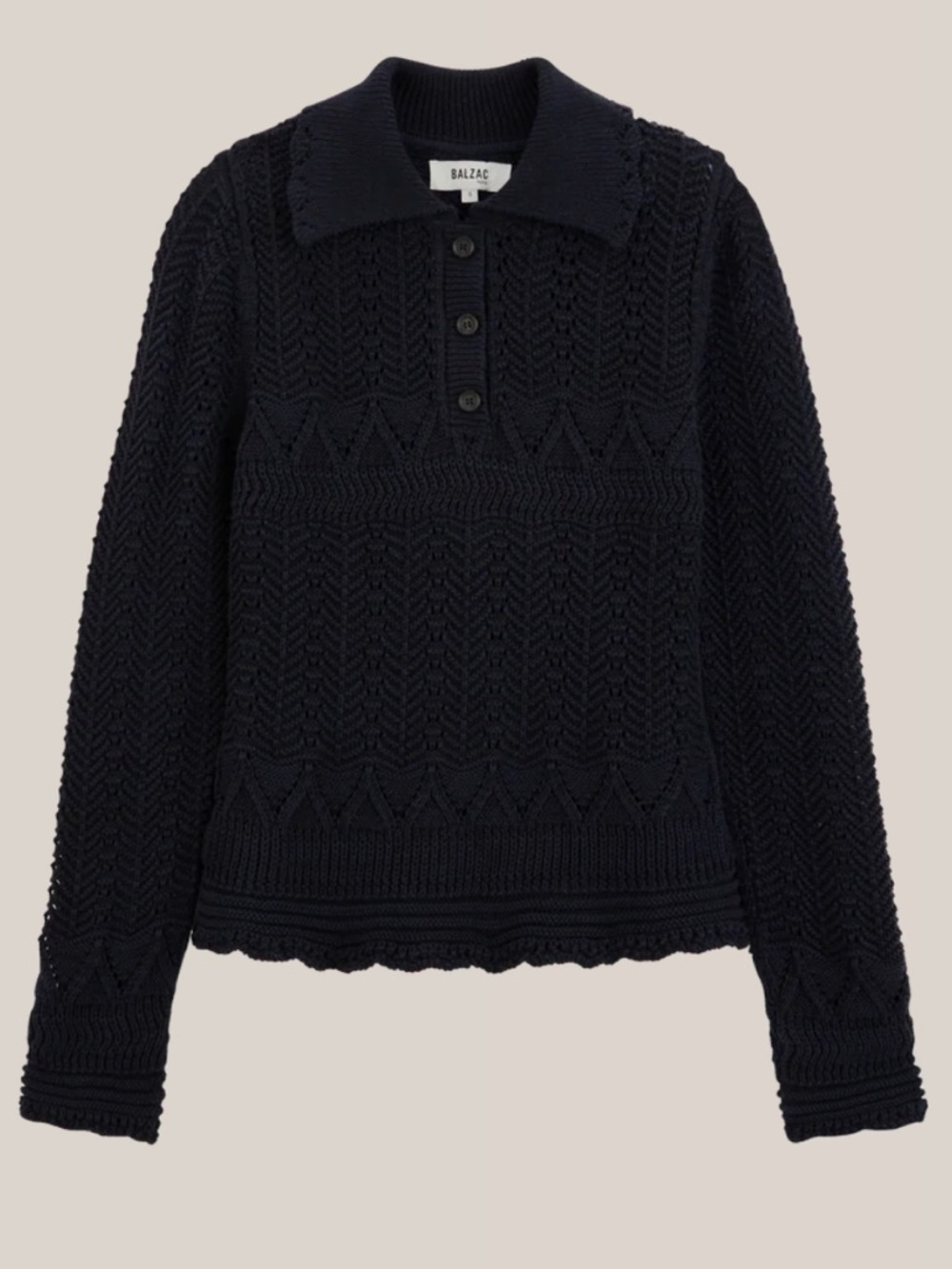 NWT Balzac Paris Gwena navy polo sweater size S